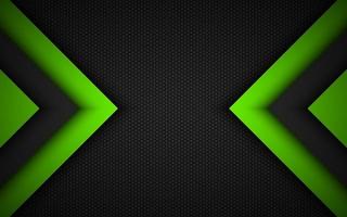 Abstract modern vector background with black and green overlapped arrows and polygonal grid. Material design. Abstract widescreen background