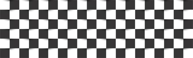 Black and white checkered header. Simple chessboard abstract vector square texture