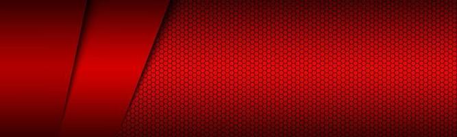 Red modern material header with polygoal grid. Corporate banner for your business. Vector abstract widescreen background