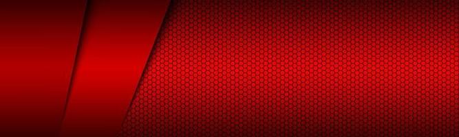 Red modern material header with polygoal grid. Corporate banner for your business. Vector abstract widescreen background