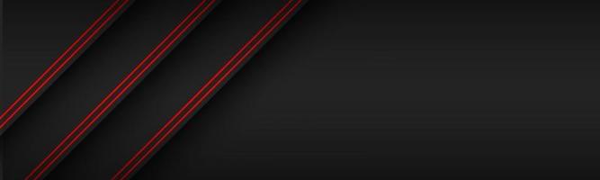 Black modern material header with diagonal lines in red colors. Banner for your business. Vector abstract widescreen background