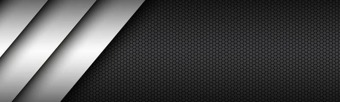 Black and white modern material design with a hexagonal header. Corporate template for your business. Vector abstract widescreen banner