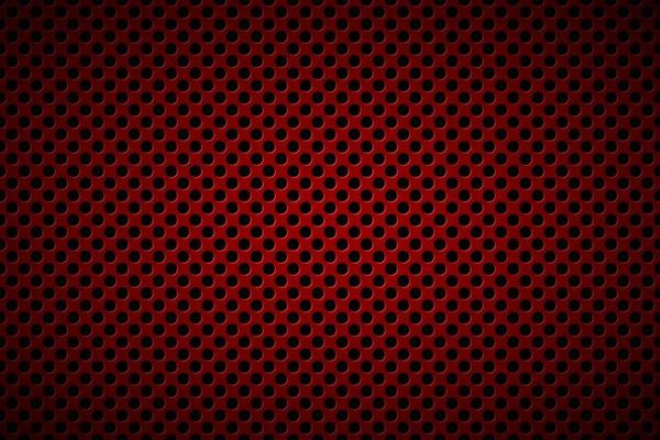 Perforated dark red metallic background. Abstract stainless steel banner. Simple vector illustration