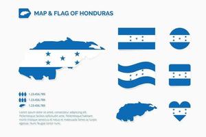 mapa y bandera de honduras vector