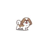 Cute shih tzu dog smiling cartoon icon, vector illustration