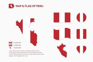 mapa y bandera de peru vector