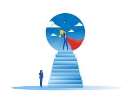 Businesswoman Watches her dream with impower woman about Victory. Success. Leadership Career Concept vector