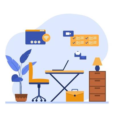Work From Home Computer Internet Online Business Freelancer Illustration
