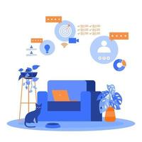 Work From Home Computer Internet Online Business Freelancer Illustration vector