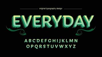 Bright Green Elegant Retro Label 3D Isolated Font vector