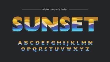 Golden and Blue Abstract Waves Uppercase Isolated Font vector