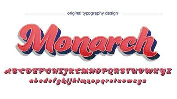 Red 3D Elegant Bold Cursive Style Isolated Font vector