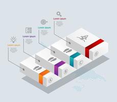 abstract stairs  timeline infographics 4 steps with world map for business and presentation vector