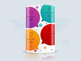 abstract podium, pillar  infographics 4 steps with world map for business and presentation vector