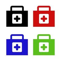 Set Of Medical Suitcase On White Background vector