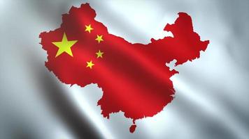 mapa de china en el fondo de la bandera ondeando bucle sin fisuras video