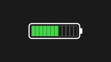Animation of Battery Charging Level On Black Background