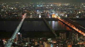 hd timelapse horizonte de la ciudad de osaka en japón video