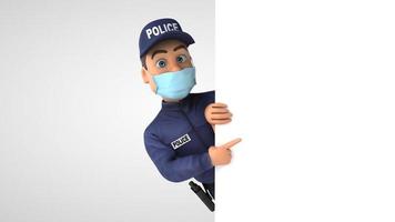 agent de police de dessin animé amusant avec un masque video