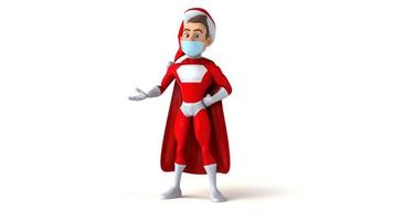 Fun 3D cartoon super Santa Claus with a mask