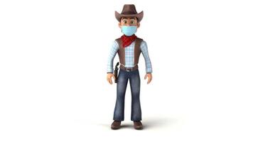 Fun 3D cartoon Cowboy presenting video