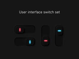 Very high detailed black user interface switches for websites and mobile apps, vector illustration