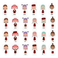 group of school girls characters vector