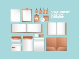 Stationery full pack mockup design vector