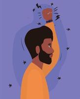 man with black beard and fist up profile vector