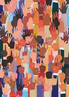 diversity concept with interracial hands up vector