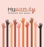 diversity and humanity concept with interracial hands up vector