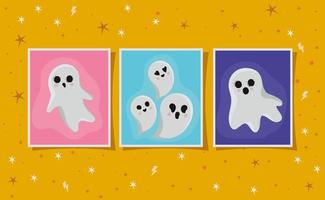 Halloween ghosts frame set vector