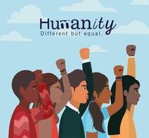 Humanity concept with interracial people vector