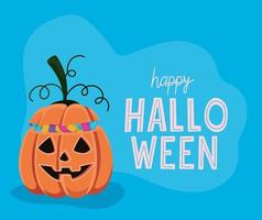 Halloween pumpkin with candies vector design