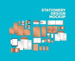 Stationery full pack mockup design vector