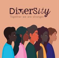 concepto de diversidad con personas interraciales vector