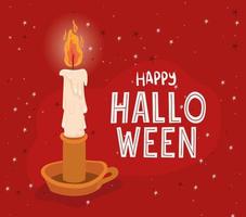 Halloween candle on red background vector design