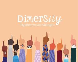 diversity concept with interracial hands up vector