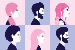 Diverse people profiles in multicolor frames vector