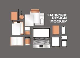 Stationery full pack mockup design vector