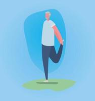 Hombre de la tercera edad con ropa deportiva haciendo yoga diseño vectorial vector