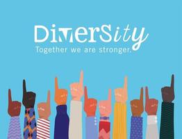 diversity concept with interracial hands up vector