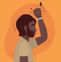 black man with beard and fist up profile vector