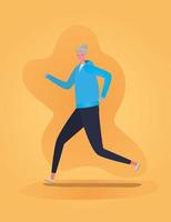 mujer de la tercera edad corriendo vector