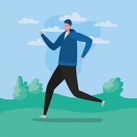 Senior citizen man running outdoors vector