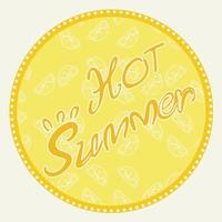 text hot summer on yellow lemon slices label vector