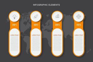 Plantilla de elementos de infografía naranja, concepto de negocio con 4 opciones vector