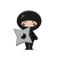 Cute Ninja Mascot Character with weapon vector