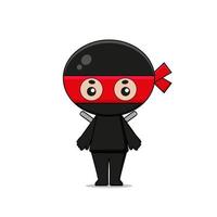 Cute Ninja Mascot Character with weapon vector