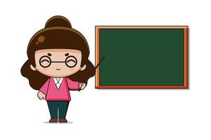 Cute Teacher Mascot Character Illustration vector